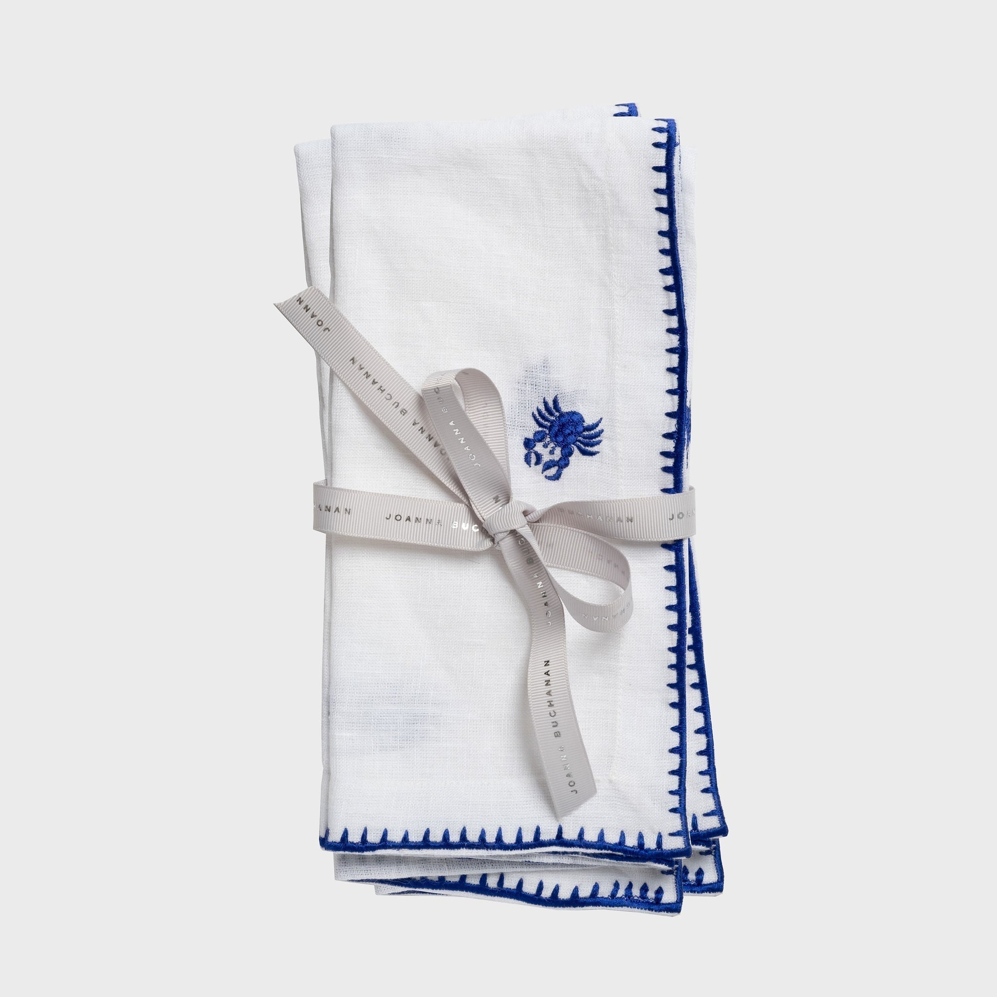 Crab Embroidered Dinner Napkins - White (Set of 2)