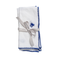 Crab Embroidered Dinner Napkins - White (Set of 2)