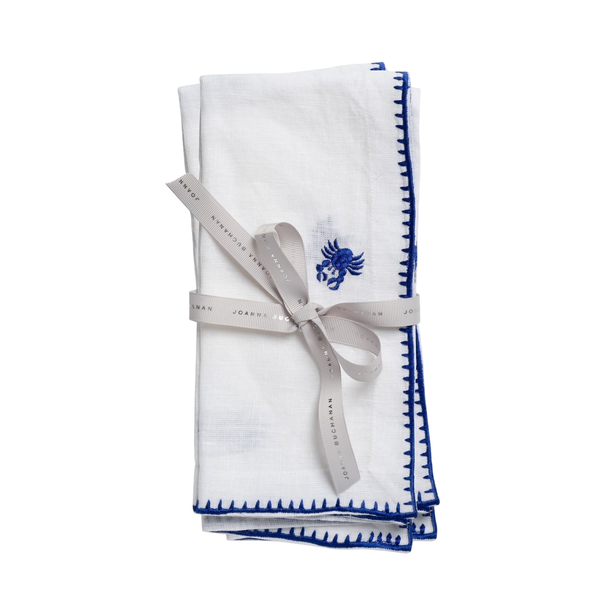 Crab Embroidered Dinner Napkins - White (Set of 2)