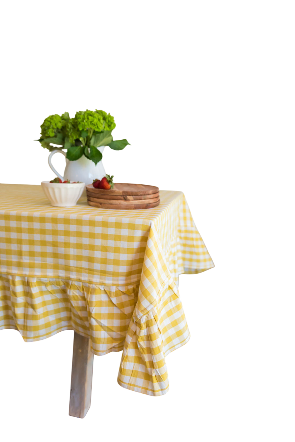 Yellow Ruffled Gingham Tablecloth