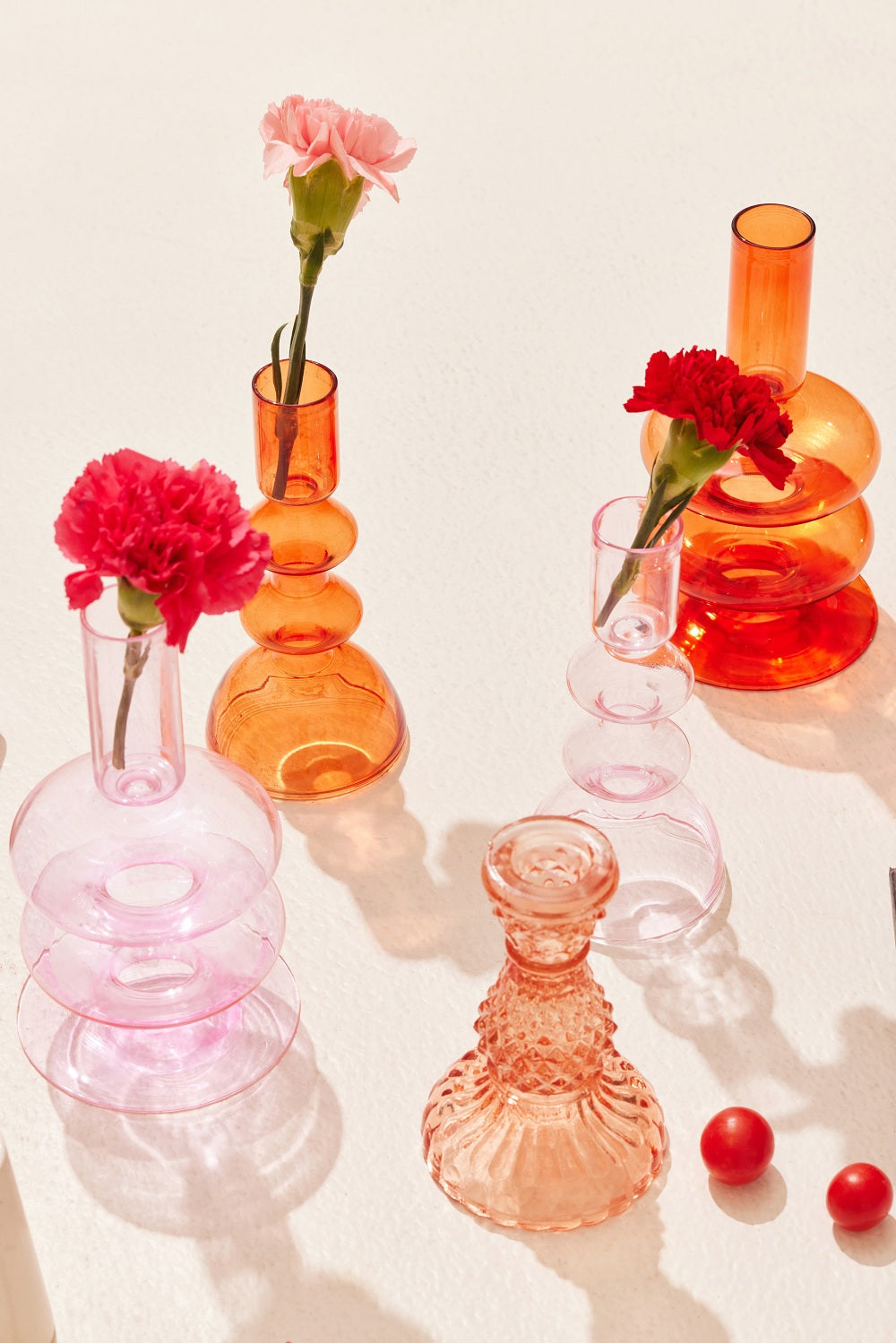 Retro Glass Candle Stick Holder | Lacquered Metal | 2.5 in (Set of 2)