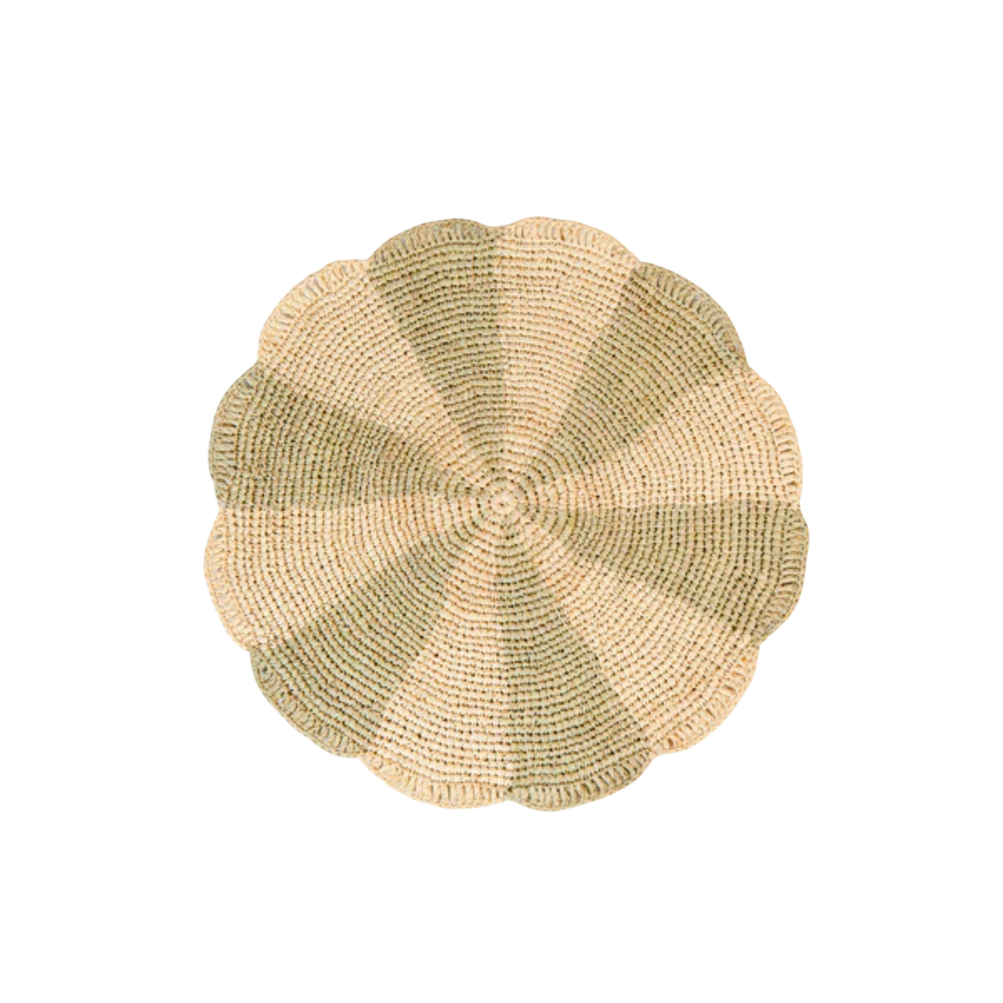 Pinwheel Olive Placemat, raffia tabletop
