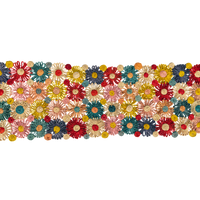 Fleur Raffia Flower Table Runner, Multicolor Flowers Woven Tabletop