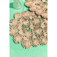 Fleur Raffia Placemat, Natural Color Flowers Woven Tabletop