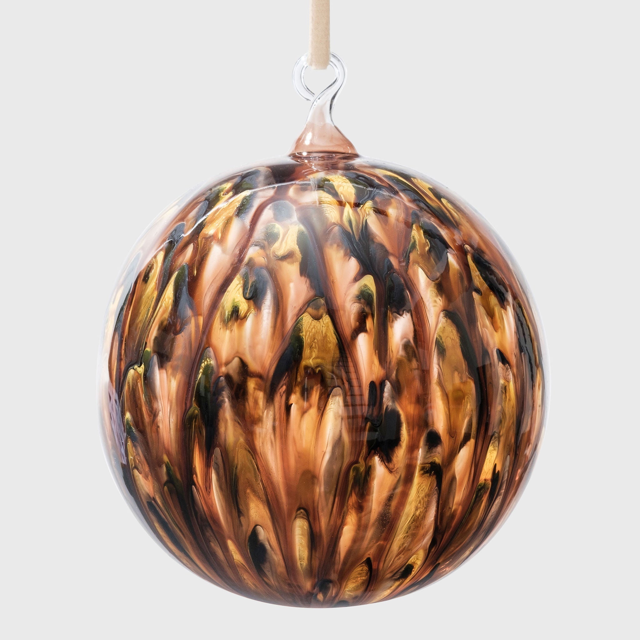 Feather Paint Large Glass Balls - Tortoiseshell (Set of 2)