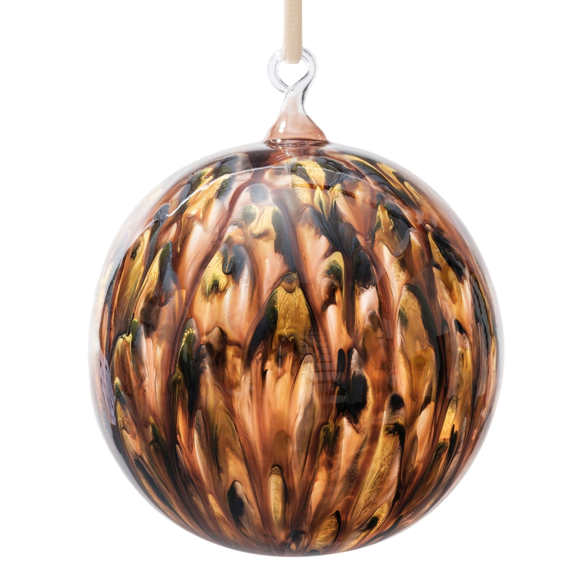 Feather Paint Large Glass Balls - Tortoiseshell (Set of 2)