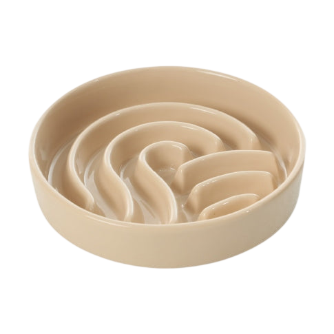 [Wave] Slow Feeder Dog Bowls - Beige / Orange
