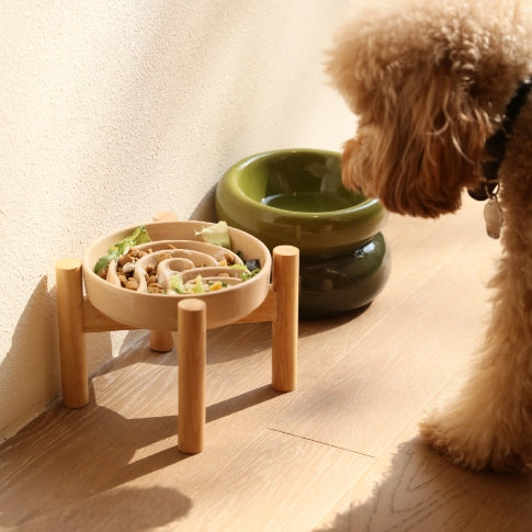 [Wave] Slow Feeder Dog Bowls - Beige / Orange
