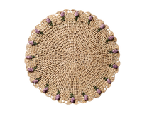 Tulip Floral Placemat – Hand-Crocheted Raffia – Spring Table Decor – Easter Table Setting – Handmade by Artisans in Madagascar