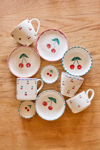 Ceramic Jumbo Cup with Hand-painted Cherries - 14.2 oz
