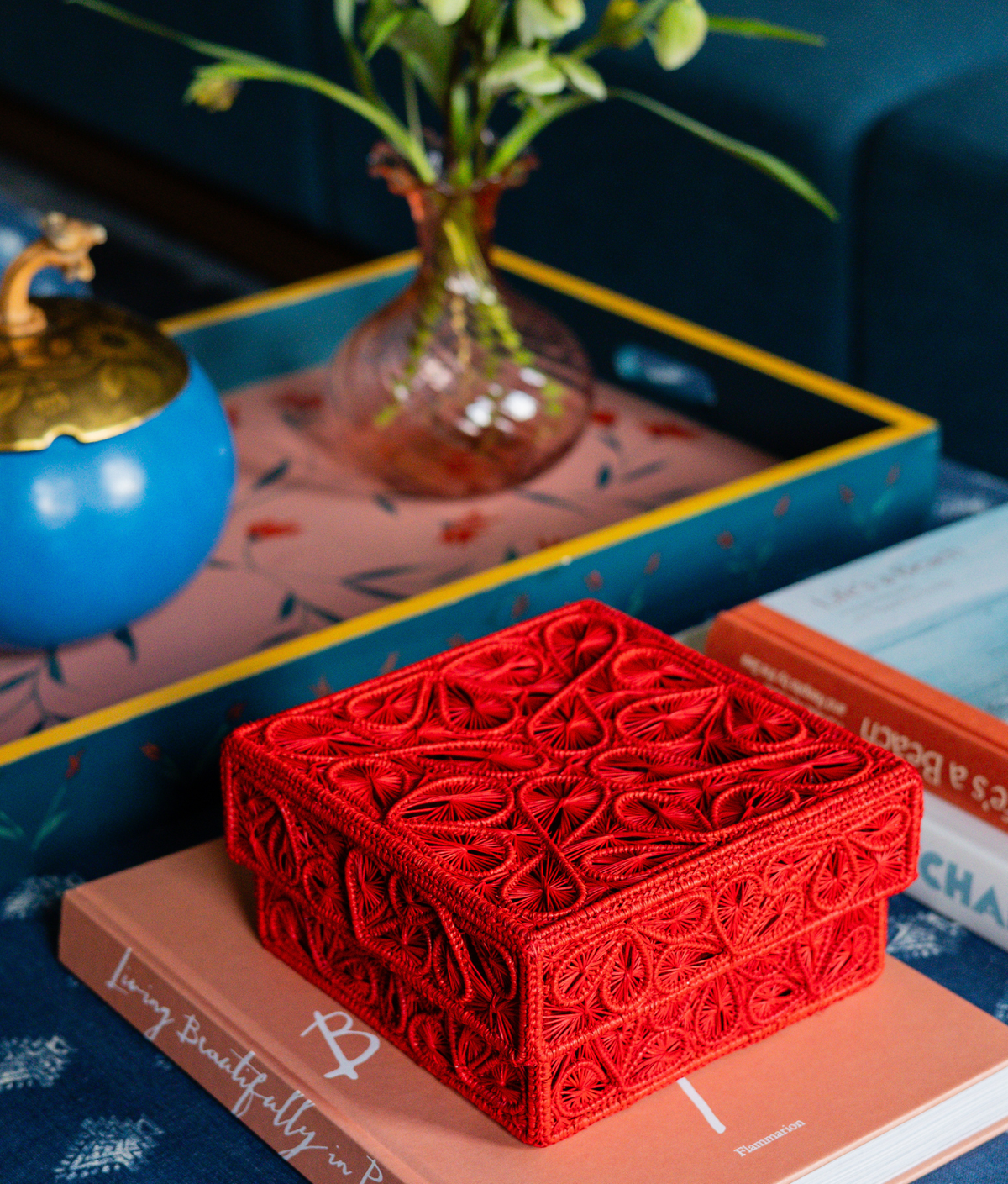 Trebol Decorative Box Medium, Red