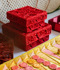 Trebol Decorative Box Medium, Red