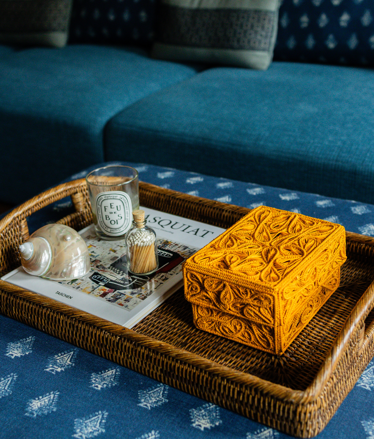 Trebol Decorative Box Medium, Mustard