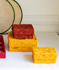 Trebol Decorative Box Small, Mustard