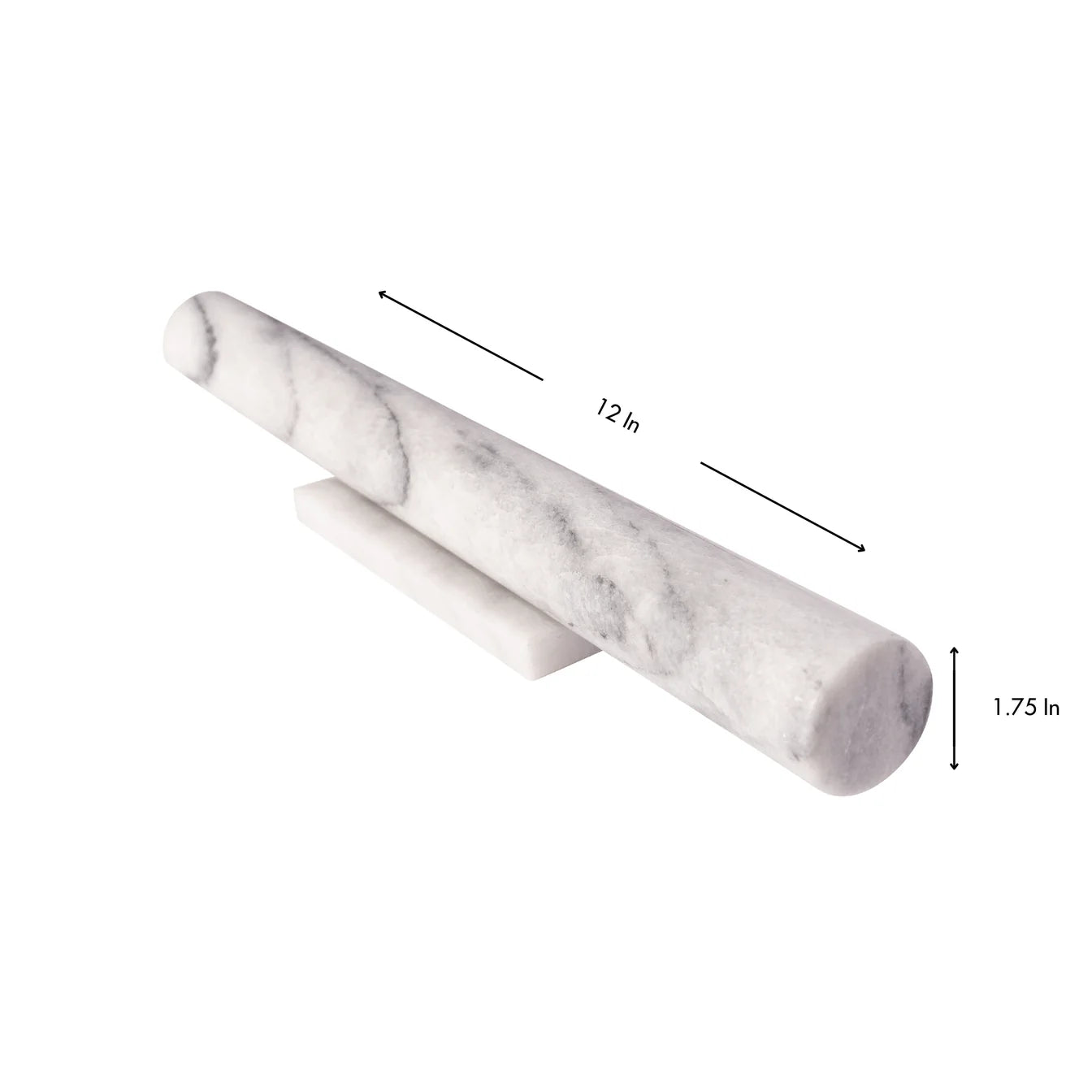 12" Straight Rolling Pin With Marble Stand