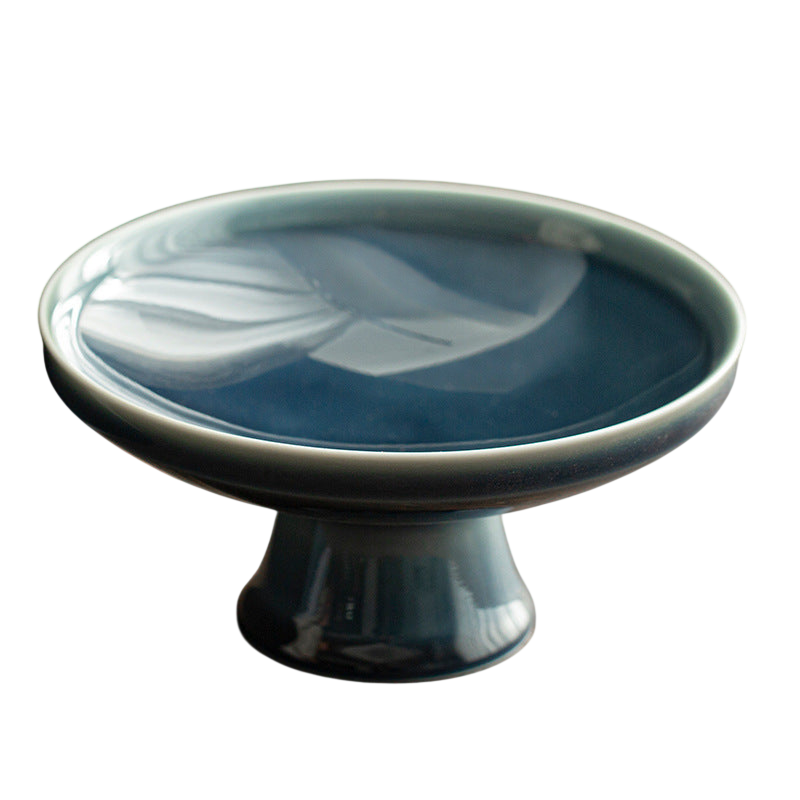 High Foot Snack Plate Haze Blue