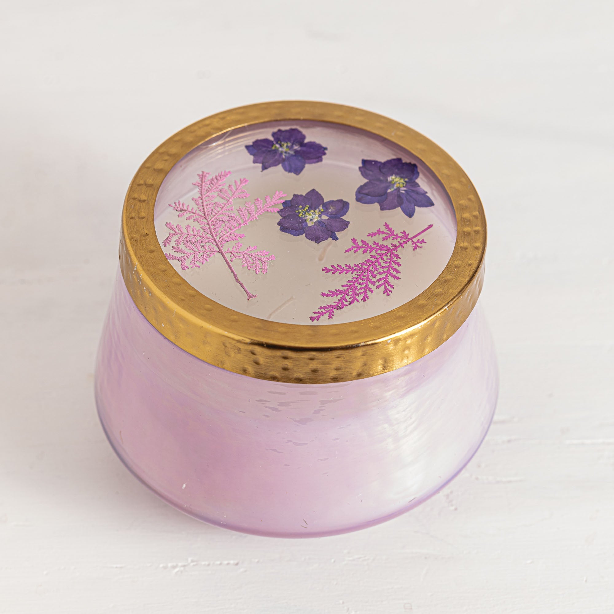 Blackberry & Coconut Large Watercolor Pressed Floral Candle