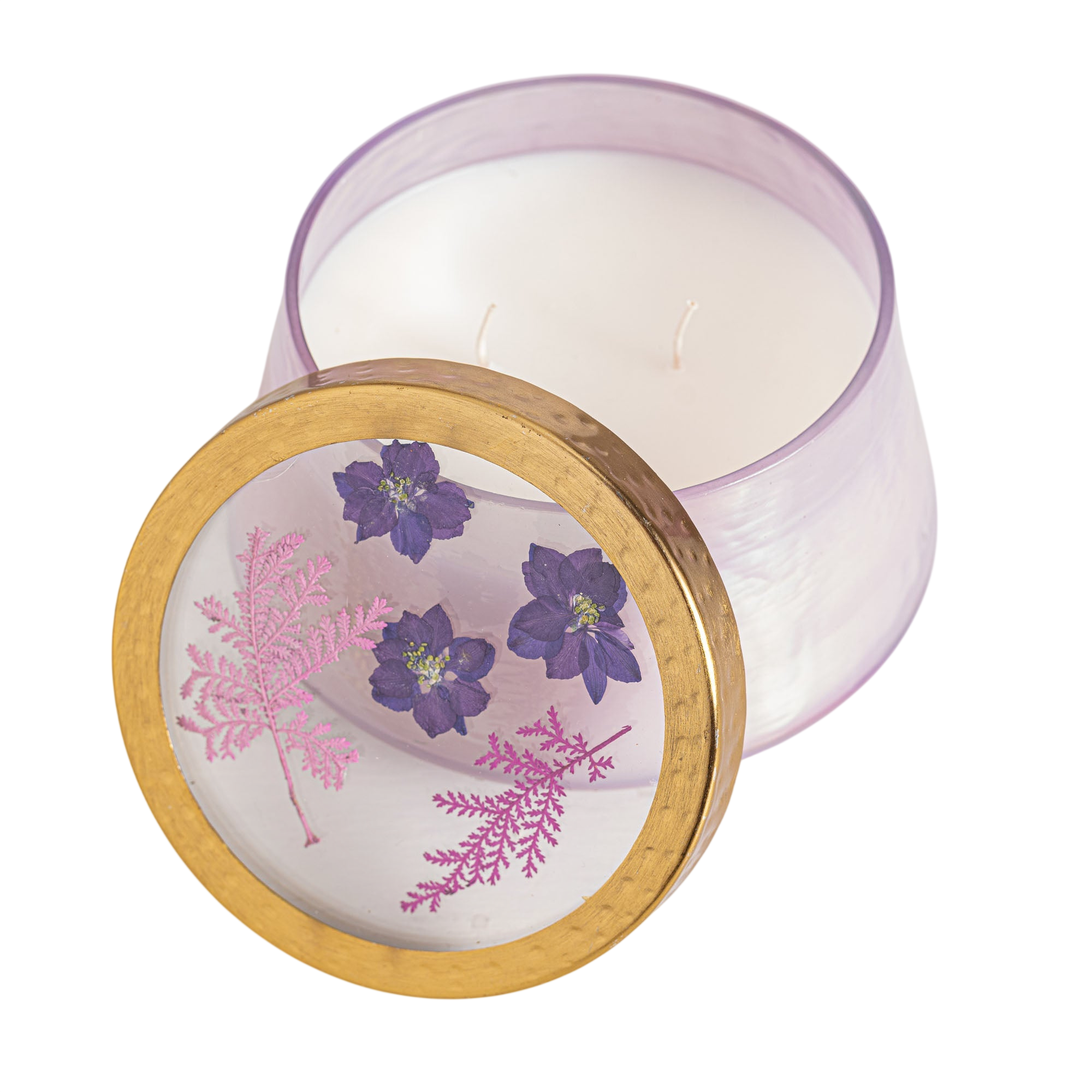 Blackberry & Coconut Large Watercolor Pressed Floral Candle