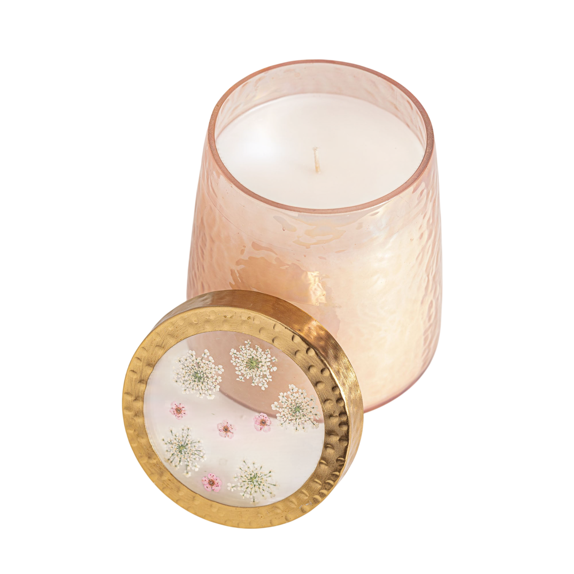 Rose + Oud Tall Watercolor Pressed Floral Candle