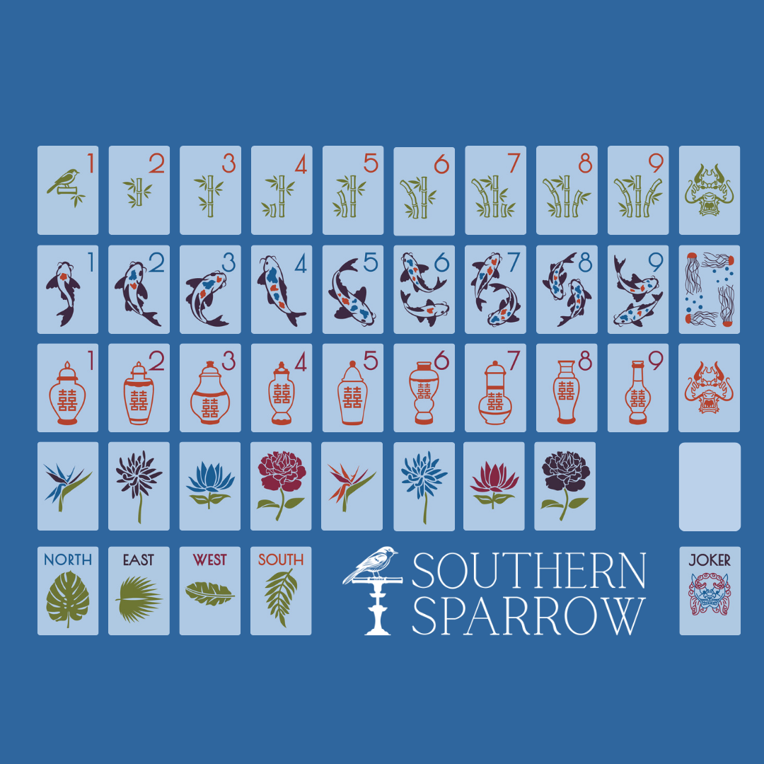 The Chinoiserie Set  -  Mahjong Tiles (Blue)