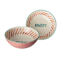 Ceramic Salad Bowl with Hand-painted ENJOY - Large - 27.73 oz
