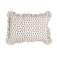 Mildred Floral Cream Ruffled Lumbar Pillow