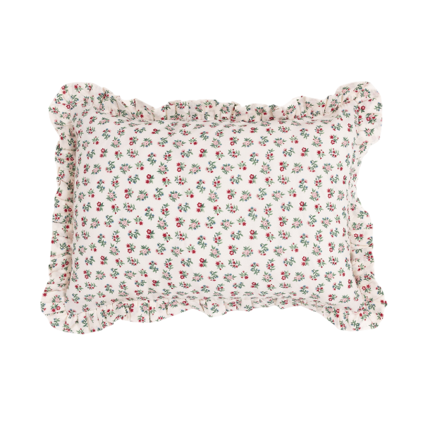 Mildred Floral Cream Ruffled Lumbar Pillow