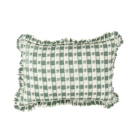 Virginia Stripe Green Ruffled Lumbar Pillow