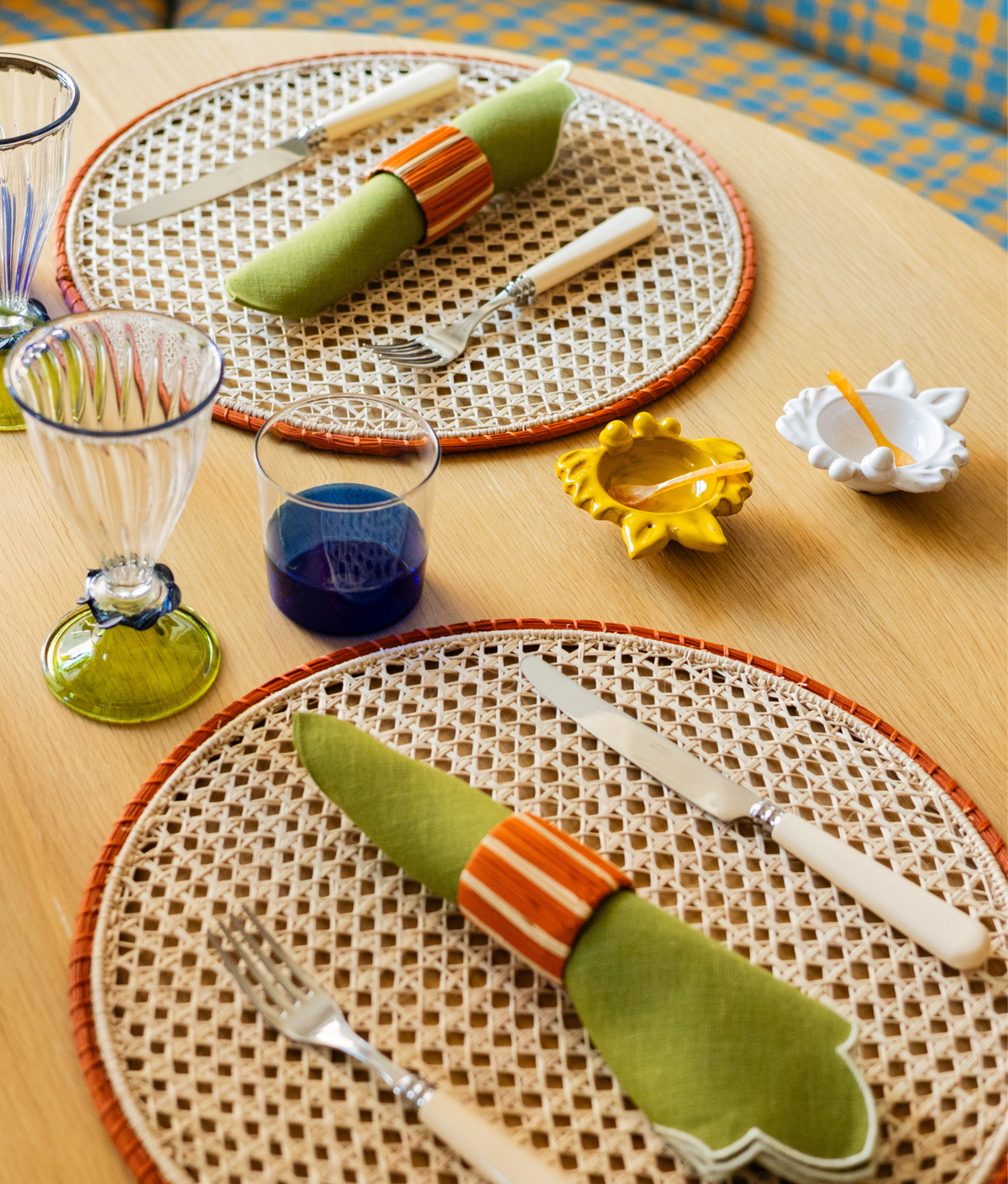 Rayas Napkin Ring, Blue / Pink