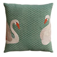 Birds Embroidered Pillow Cover  - 20x20 in
