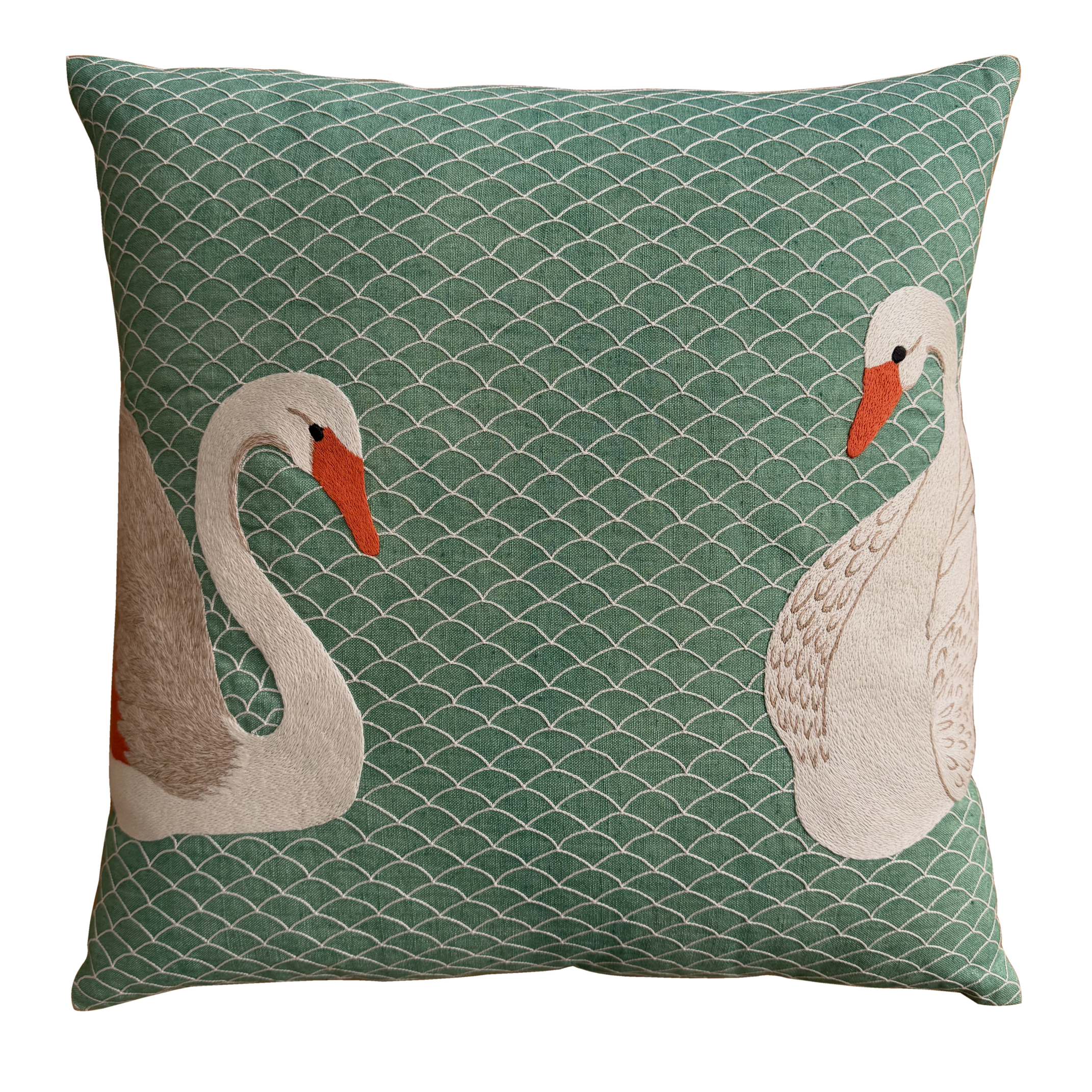 Birds Embroidered Pillow Cover  - 20x20 in