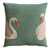 Birds Embroidered Pillow Cover  - 20x20 in