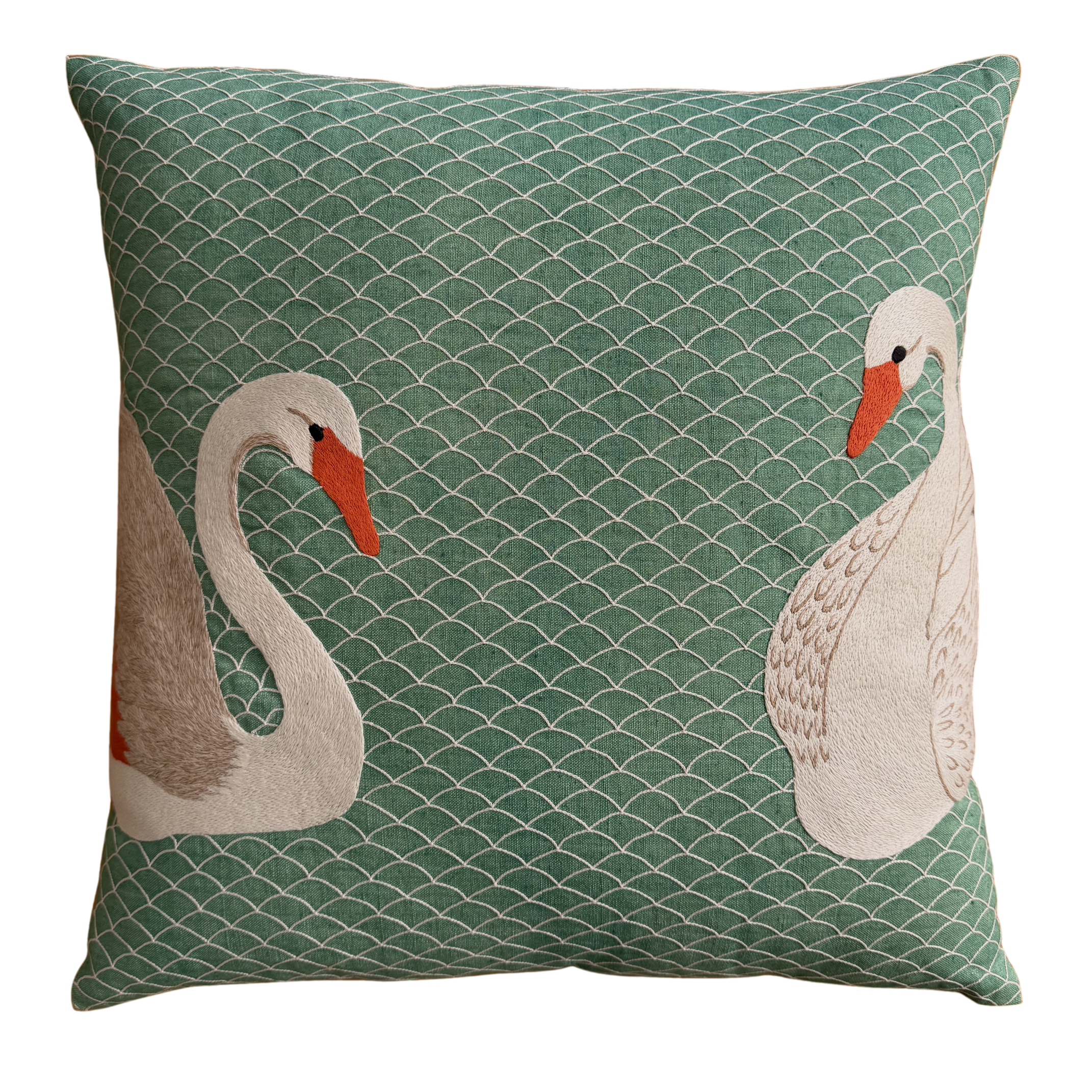 Birds Embroidered Pillow Cover  - 20x20 in