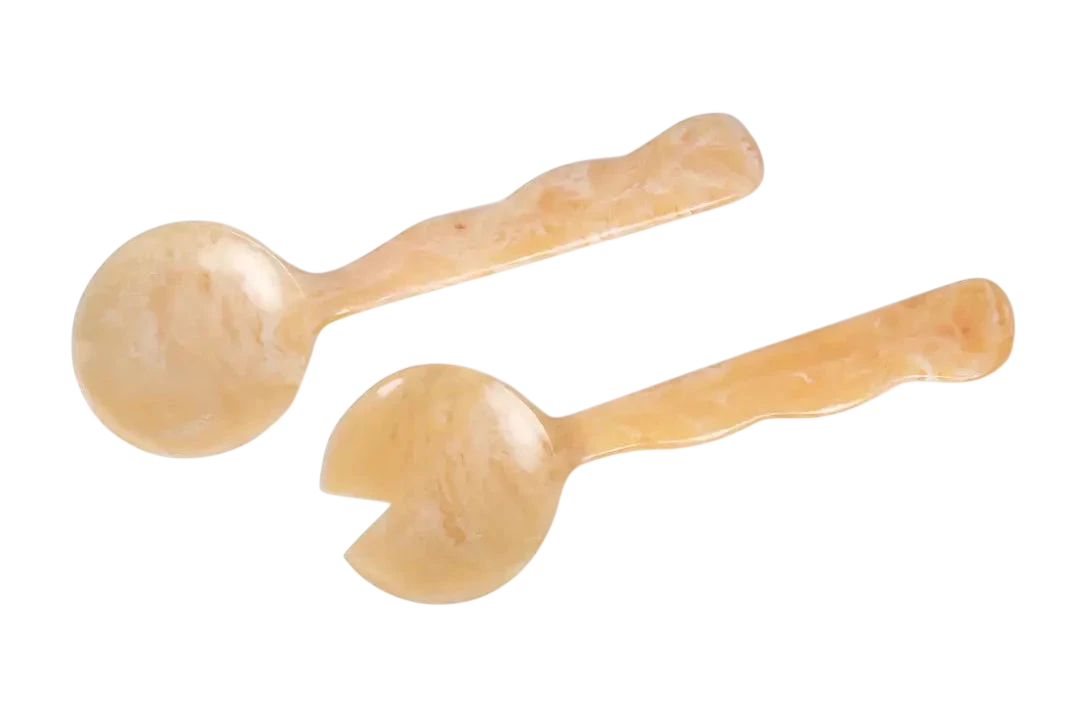 Hand-Poured Resin Salad Server Set - Peach