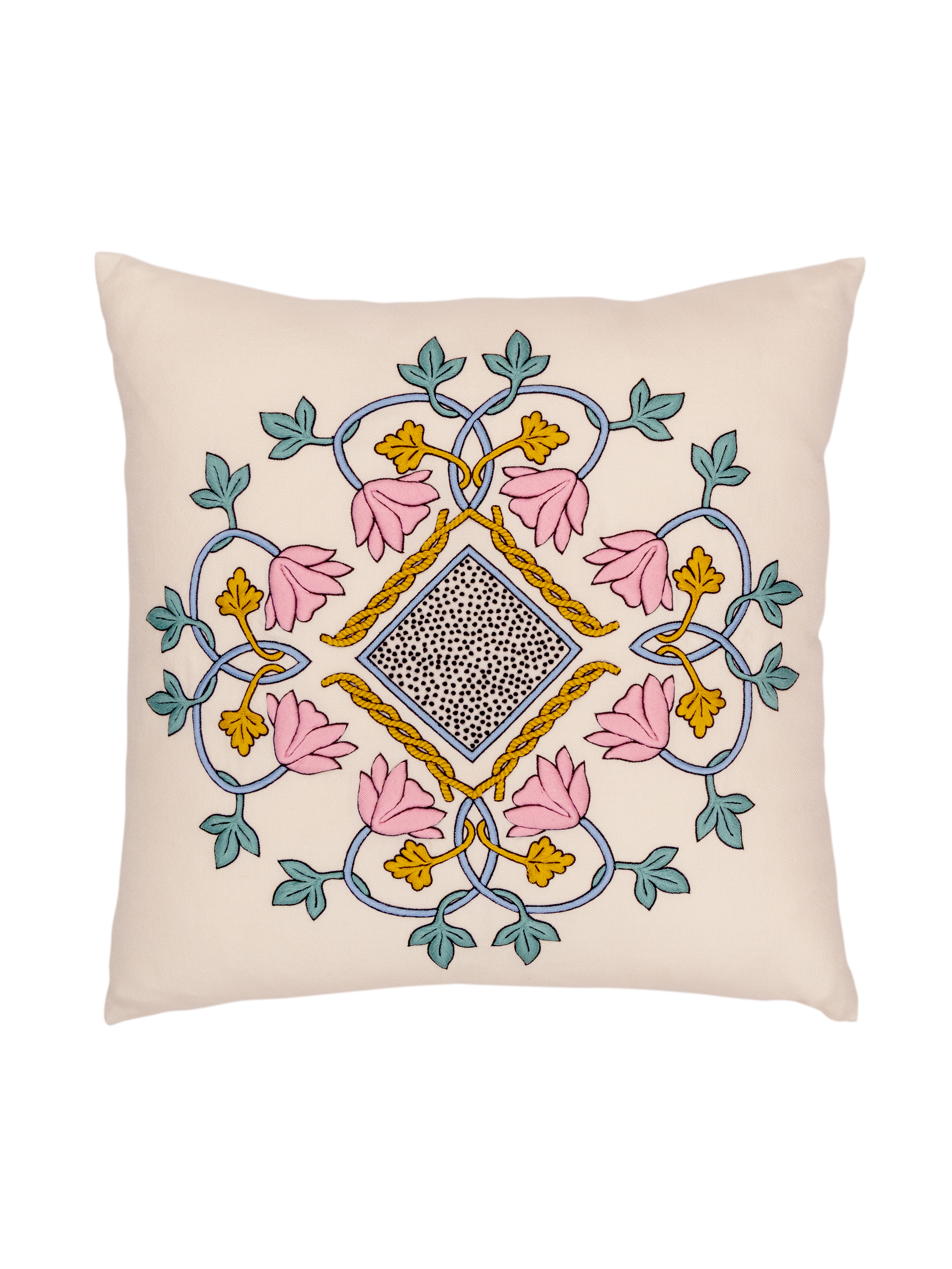 Hand Embroidered Merino Wool Pillow Cover 20" x 20"