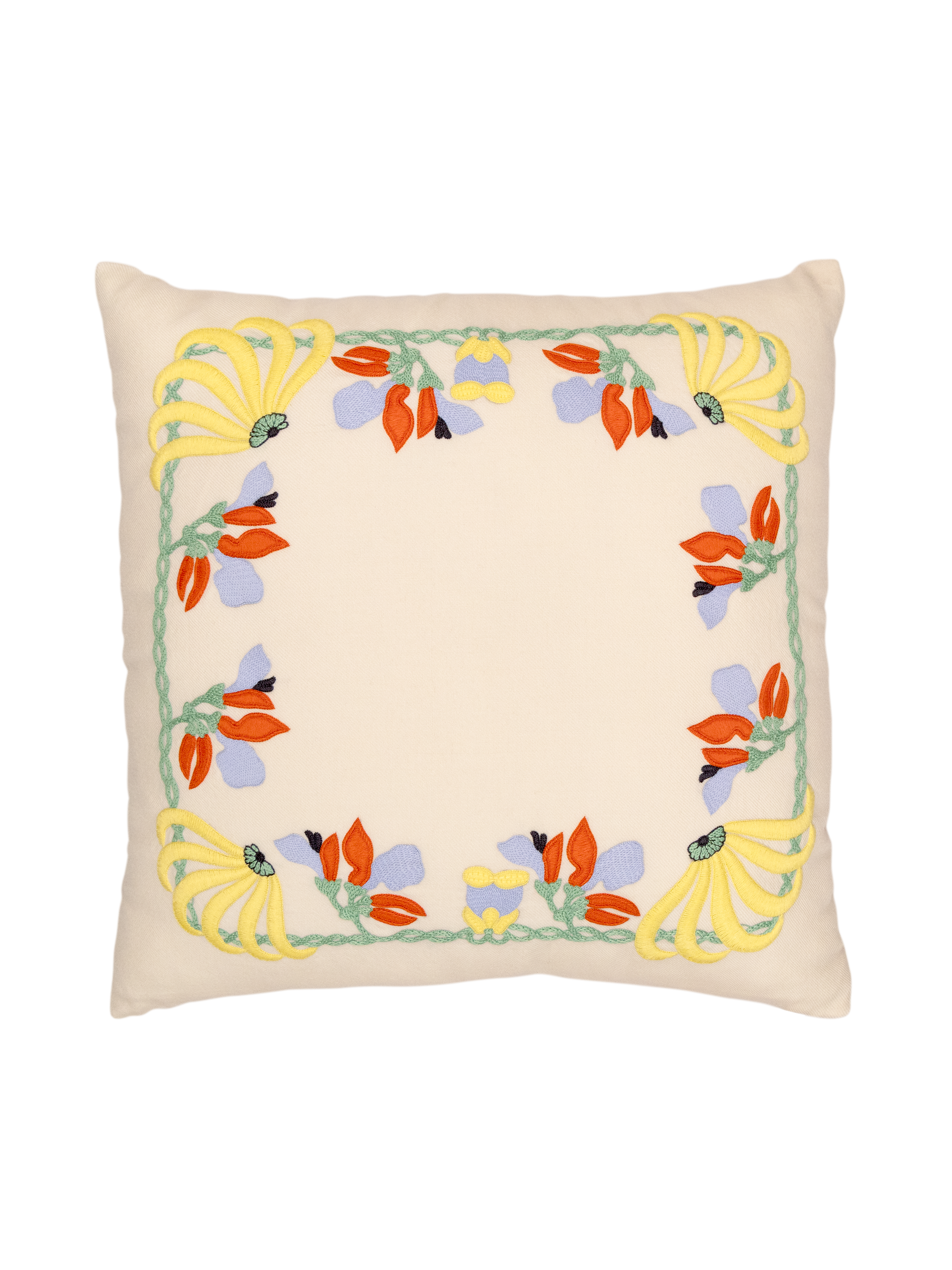 Hand Embroidered Merino Wool Pillow Cover 20" x 20"