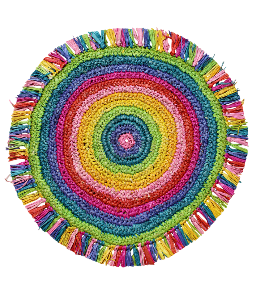 Tulum Raffia Placemat, colorful woven tabletop
