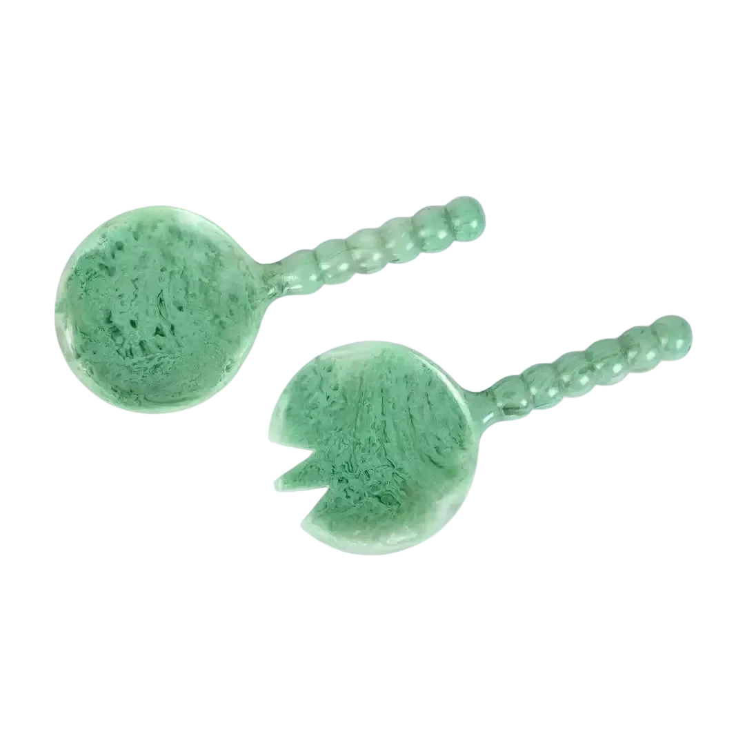 Hand-Poured Resin Salad Server Set - Green