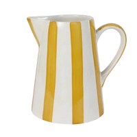 Handpainted Stoneware Stripe Pitcher - Yellow