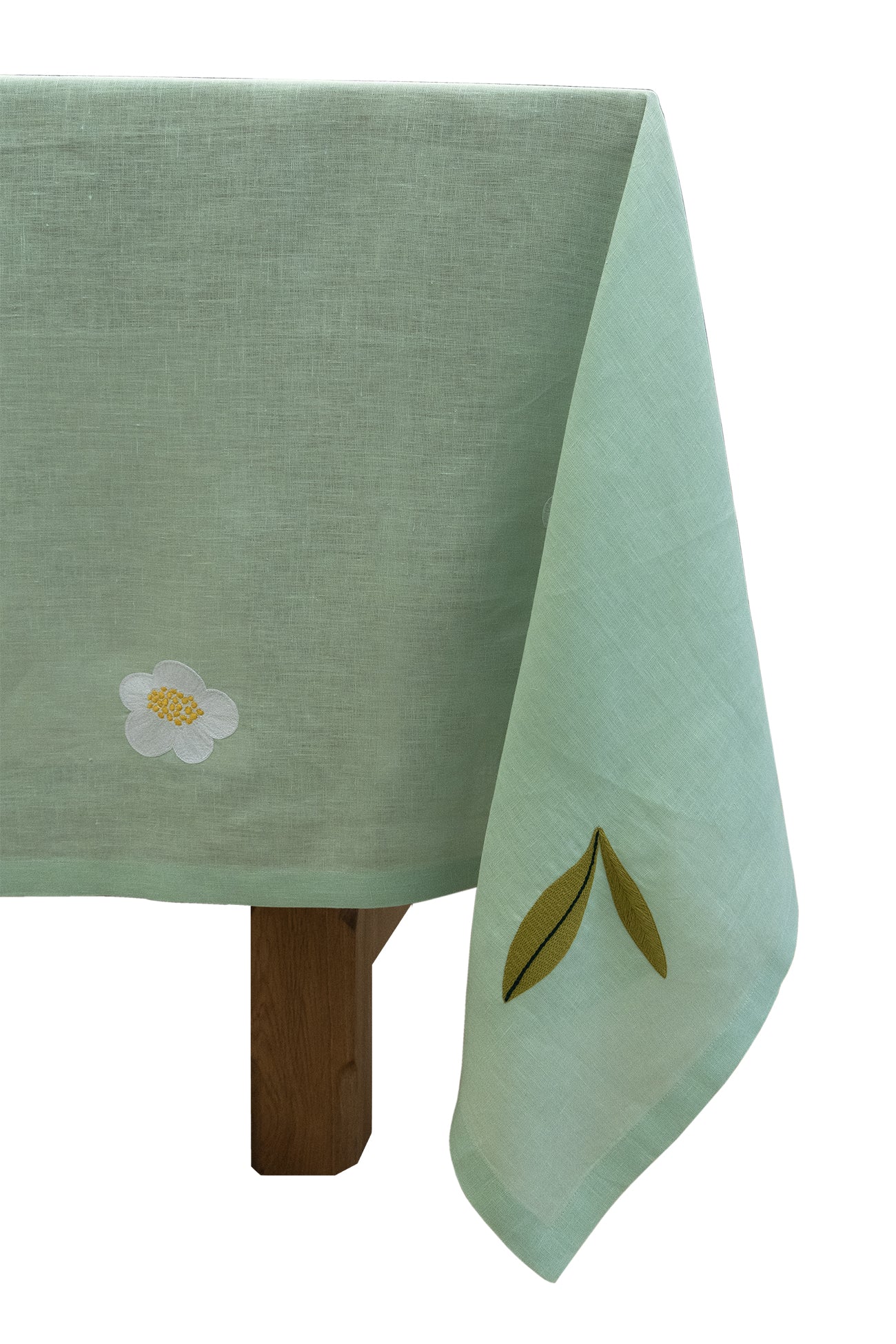 Hand Embroidered Spring Bloom Tablecloth 120" x 80"