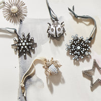 Sparkle Snowflake Ornament - Black with Opal