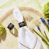 Stripey Bee Resin Napkin Rings - Blue Tortoiseshell (Set of 4)