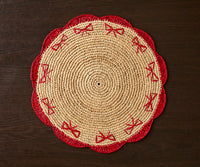 Payton James Handwoven Bow Placemats – Hand-Crocheted Raffia Palm Placemats – Unique Kitchen & Dining Table Decor – Handmade Tableware
