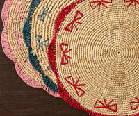 Payton James Handwoven Bow Placemats – Hand-Crocheted Raffia Palm Placemats – Unique Kitchen & Dining Table Decor – Handmade Tableware