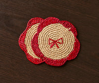 Handwoven Raffia Fringe Coaster by Payton James – Bohemian Candle Mat, Rustic Table Decor, Natural Raffia Palm