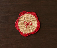 Handwoven Raffia Fringe Coaster by Payton James – Bohemian Candle Mat, Rustic Table Decor, Natural Raffia Palm