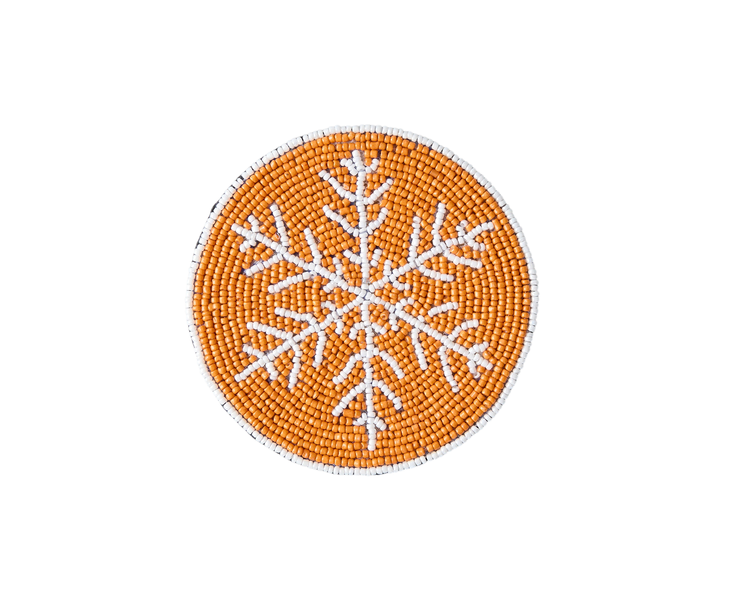 Handmade Beaded Christmas Snowflakes Coasters, White and Yellow Beads, Payton James Holiday Table Decor, Elegant Centerpiece Gift Idea