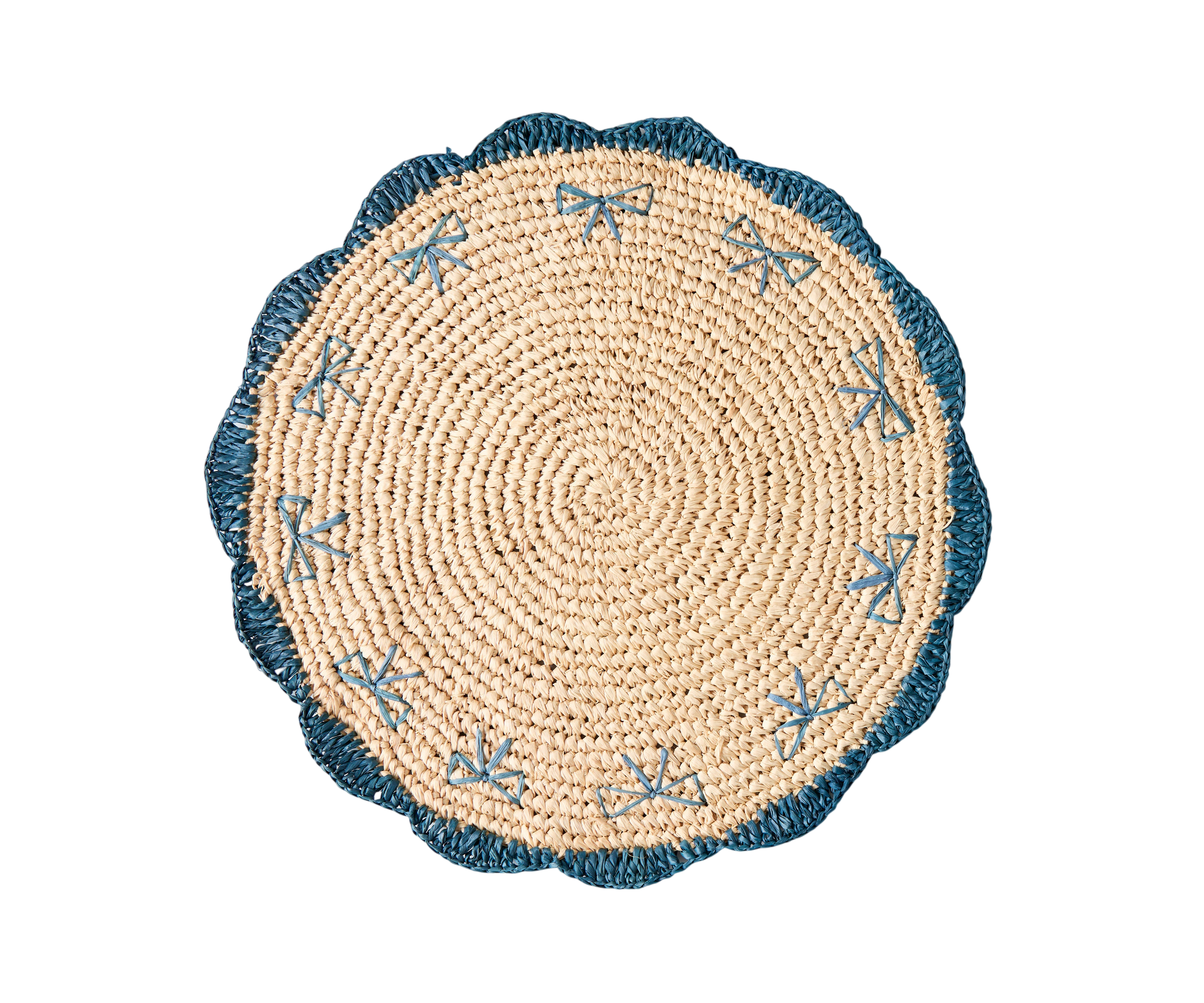 Payton James Handwoven Bow Placemats – Hand-Crocheted Raffia Palm Placemats – Unique Kitchen & Dining Table Decor – Handmade Tableware