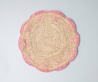 Payton James Handwoven Bow Placemats – Hand-Crocheted Raffia Palm Placemats – Unique Kitchen & Dining Table Decor – Handmade Tableware