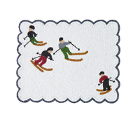 Winter Skier Christmas placemats Set – Snowy Mountain Dining Table Decor – Winter Wonderland Table Setting